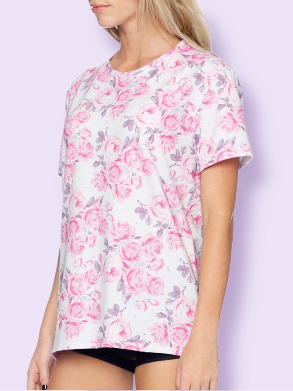 Blackmilk Pastel Goth BFT RARE XS Romantic Floral Printed Boyfriend Tee Limited